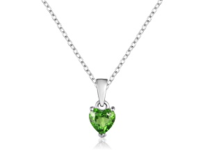 Chrome Diopside Sterling Silver Heart Shape Pendant With Chain