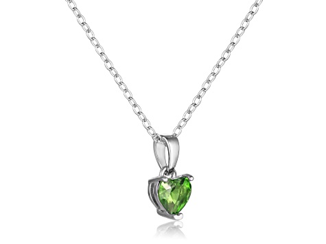 Chrome Diopside Sterling Silver Heart Shape Pendant With Chain