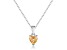 Yellow Citrine Sterling Silver Heart Shape Pendant With Chain