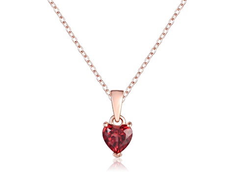 Garnet 14K Rose Gold Over Sterling Silver Heart Shape Pendant With ...