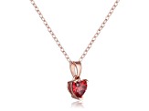 Garnet 14K Rose Gold Over Sterling Silver Heart Shape Pendant With Chain