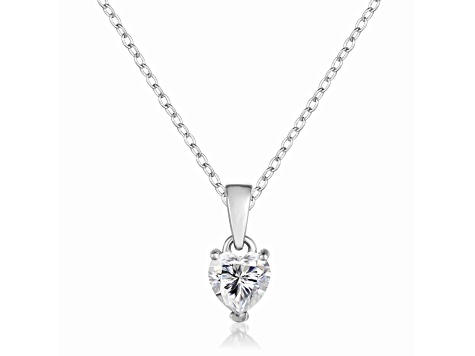 Moissanite Sterling Silver Heart Shape Pendant With Chain