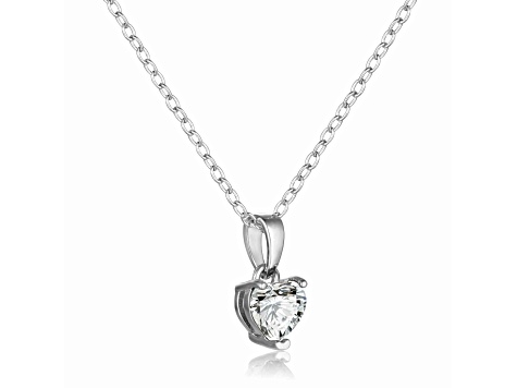 Moissanite Sterling Silver Heart Shape Pendant With Chain