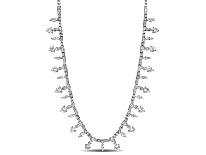 Created White Sapphire Sterling Silver Tennis Necklace 19.71ctw