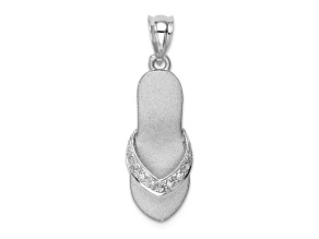 Rhodium Over 14k White Gold Diamond Sandal Pendant