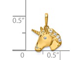 14K Yellow Gold Unicorn Cubic Zirconia Pendant