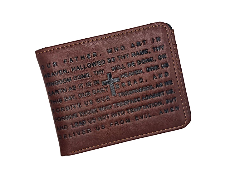 Our Father Prayer Brown Leather Wallet