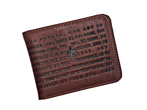 Our Father Prayer Brown Leather Wallet