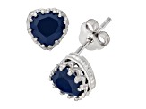 Lab Created Blue Sapphire Sterling Silver Heart Earrings 2.00ctw