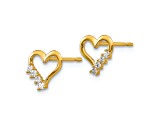 14k Yellow Gold Cubic Zirconia Children's Heart Post Earrings