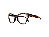 Brown Crystal Square Frame Reading Glasses. Strength 2.50