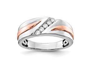 14K Two-tone Rose and White Gold Lab Grown Diamond Band