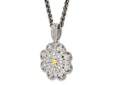 Sterling Silver Antiqued with 14K Accent Diamond Vintage Necklace