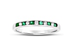 Emerald and Diamond 14k White Gold Band Ring 0.23ctw