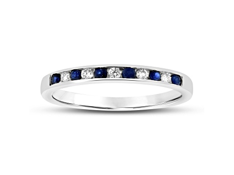 Sapphire and Diamond 14k White Gold Band Ring 0.27ctw