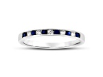 Sapphire and Diamond 14k White Gold Band Ring 0.27ctw