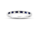 Sapphire and Diamond 14k White Gold Band Ring 0.27ctw