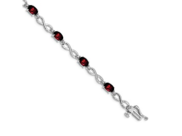Picture of Rhodium Over 10k White Gold Garnet and Diamond Infinity Bracelet