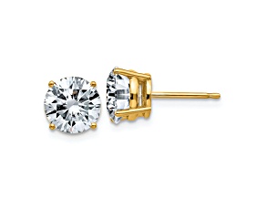 14K Yellow Gold 3ct. 7.5mm Round G H I True Light Moissanite Earrings