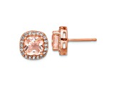 14K Rose Gold Over Sterling Silver Cubic Zirconia and Pink Glass Post Earrings
