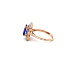 Rectangular Octagonal Tanzanite and White Diamond 10K Rose Gold Ring