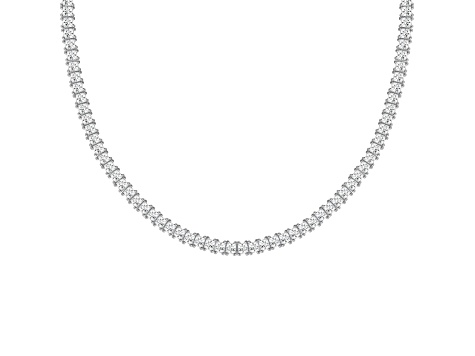 White Cubic Zirconia Platinum Over Sterling Silver Tennis Necklace 21.74ctw