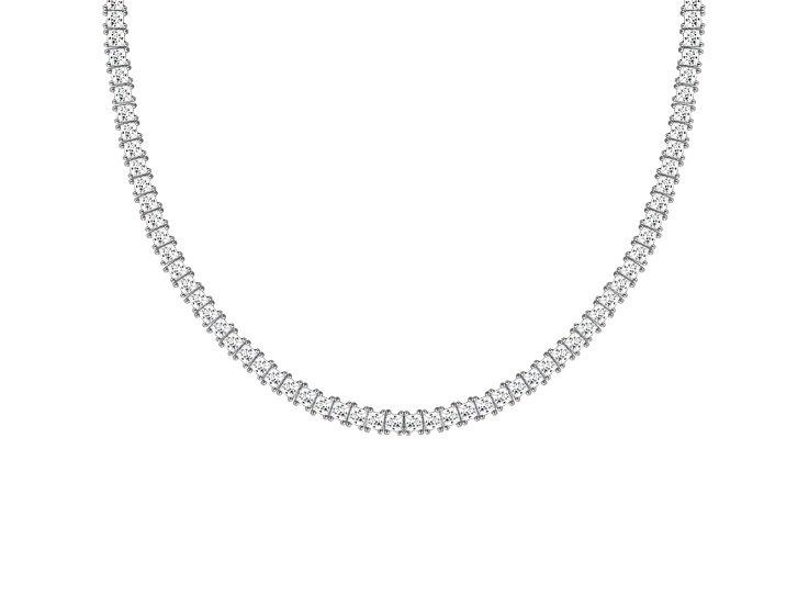 White Cubic Zirconia Platinum Over Sterling Silver Tennis Necklace 21.74ctw