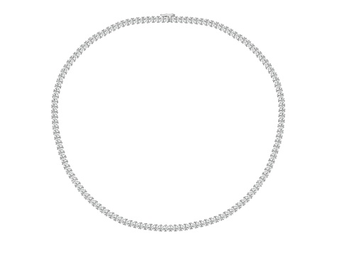 White Cubic Zirconia Platinum Over Sterling Silver Tennis Necklace 21.74ctw