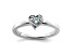 Sterling Silver Stackable Expressions Aquamarine Heart Ring 0.06ctw