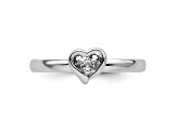 Sterling Silver Stackable Expressions White Topaz Heart Ring 0.08ctw