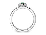 Sterling Silver Stackable Expressions Lab Created Emerald Heart Ring 0.06ctw