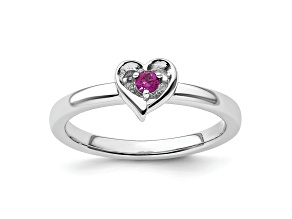Sterling Silver Stackable Expressions Rhodolite Heart Ring 0.09ctw