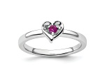 Sterling Silver Stackable Expressions Rhodolite Heart Ring 0.09ctw