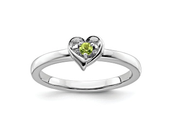 Picture of Sterling Silver Stackable Expressions Peridot Heart Ring 0.06ctw