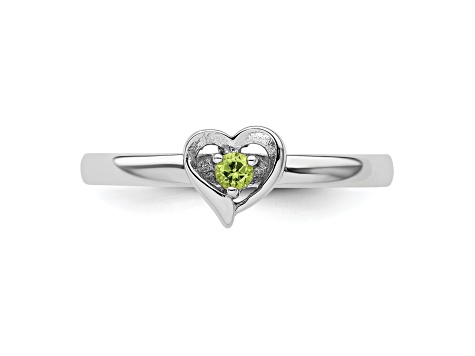 Sterling Silver Stackable Expressions Peridot Heart Ring 0.06ctw