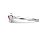 Sterling Silver Stackable Expressions Lab Created Pink Sapphire Heart Ring 0.09ctw