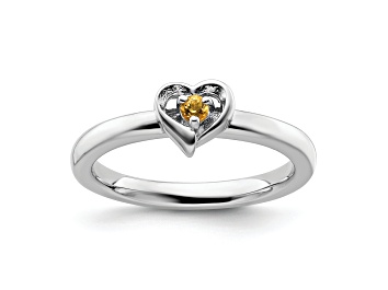 Picture of Sterling Silver Stackable Expressions Citrine Heart Ring 0.07ctw
