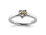 Sterling Silver Stackable Expressions Citrine Heart Ring 0.07ctw
