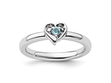 Picture of Sterling Silver Stackable Expressions Blue Topaz Heart Ring 0.08ctw