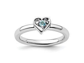 Sterling Silver Stackable Expressions Blue Topaz Heart Ring 0.08ctw
