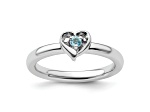 Sterling Silver Stackable Expressions Blue Topaz Heart Ring 0.08ctw