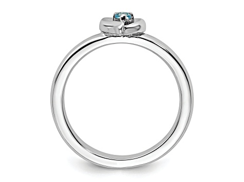 Sterling Silver Stackable Expressions Blue Topaz Heart Ring 0.08ctw