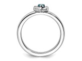 Sterling Silver Stackable Expressions Blue Topaz Heart Ring 0.08ctw