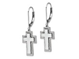 Rhodium Over 14k White Gold Diamond Fancy Cross Dangle Earrings