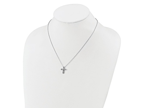 Rhodium Over Sterling Silver Polished Cubic Zirconia Cross Rhodium Over Sterling Silver Polished Cubic Zirconia Cross