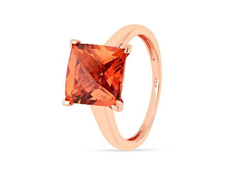 14K Rose Gold Over Sterling Silver Lab Created Padparadscha Sapphire Ring 4.29ct