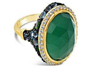 Judith Ripka Multi Gemstone 14K Gold Clad Ring
