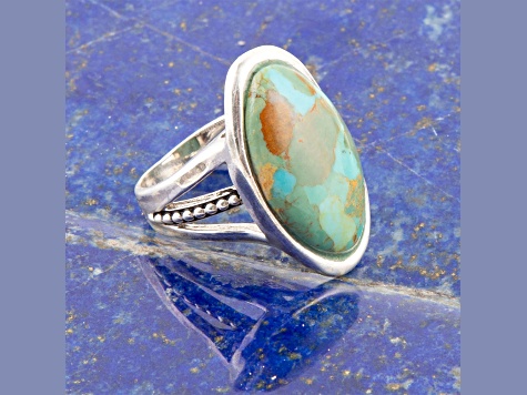 Barse Jewelry Oval Blue Composite Turquoise Sterling Silver Ring