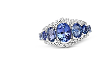 Picture of Rhodium Over Sterling Silver Oval Tanzanite Ring 2.72ctw