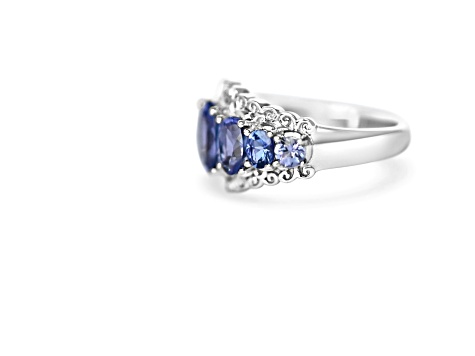 Rhodium Over Sterling Silver Oval Tanzanite Ring 2.72ctw